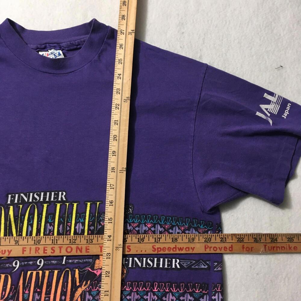 Vintage Honolulu Marathon Large Running Event Tee 1991 90s purple single stitch - Picture 7 of 11